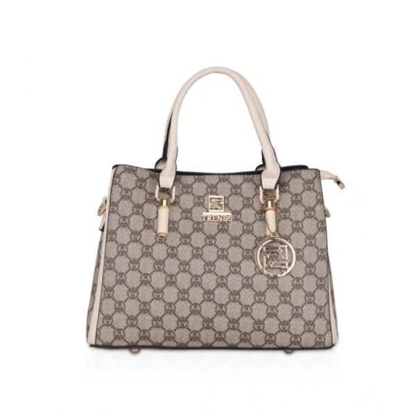 Shopnav Women's Faux Leather Printed Handbag (Beige) - Beige