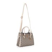 Shopnav Women's Faux Leather Printed Handbag (Beige) - Beige