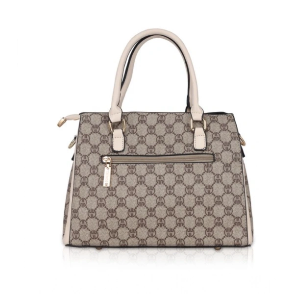 Shopnav Women's Faux Leather Printed Handbag (Beige) - Beige