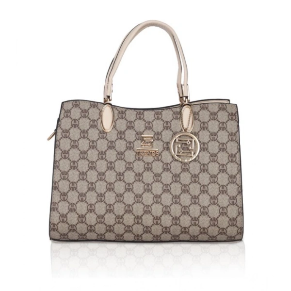 Shopnav Women's Faux Leather Printed Handbag (Beige) - Beige