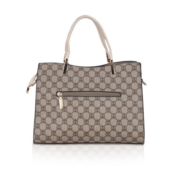 Shopnav Women's Faux Leather Printed Handbag (Beige) - Beige