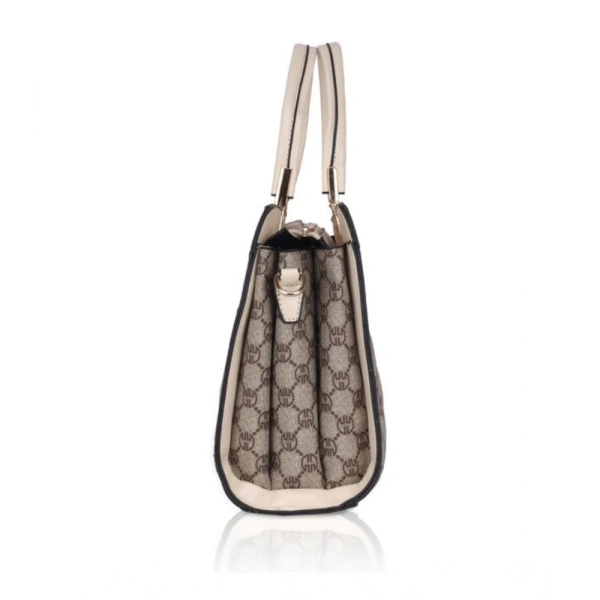 Shopnav Women's Faux Leather Printed Handbag (Beige) - Beige