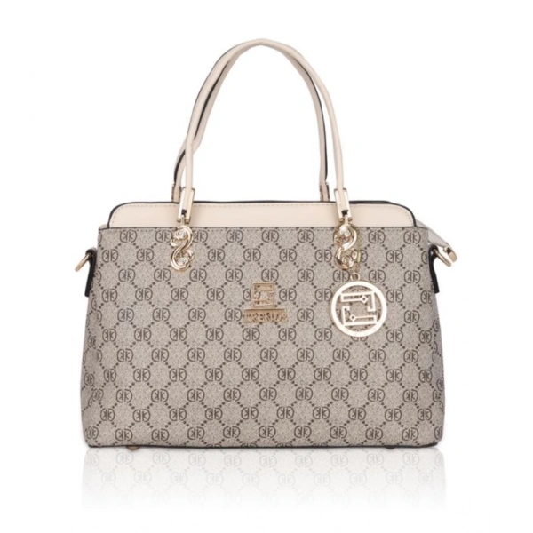 Shopnav Women's Faux Leather Printed Handbag (Beige) - Beige