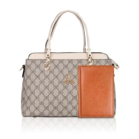 Shopnav Women's Faux Leather Printed Handbag (Beige) - Beige