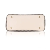 Shopnav Women's Faux Leather Printed Handbag (Beige) - Beige