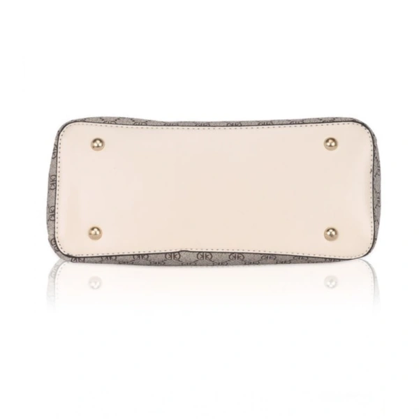 Shopnav Women's Faux Leather Printed Handbag (Beige) - Beige