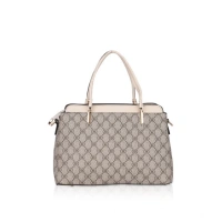 Shopnav Women's Faux Leather Printed Handbag (Beige) - Beige