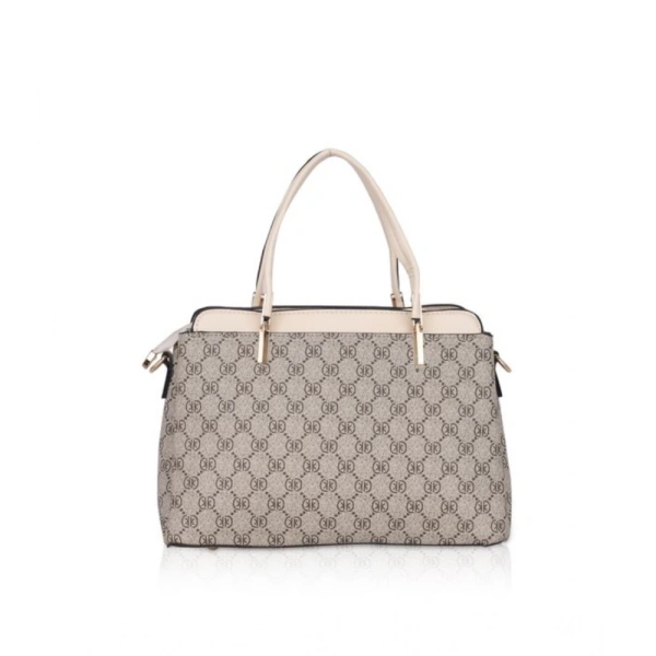 Shopnav Women's Faux Leather Printed Handbag (Beige) - Beige