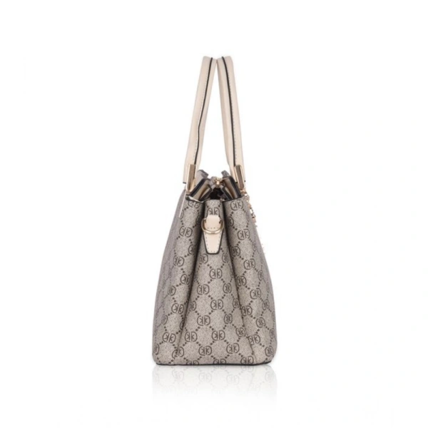 Shopnav Women's Faux Leather Printed Handbag (Beige) - Beige