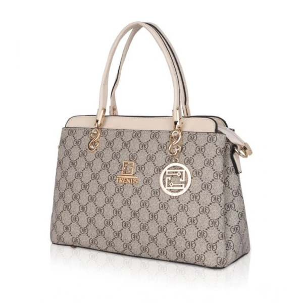 Shopnav Women's Faux Leather Printed Handbag (Beige) - Beige