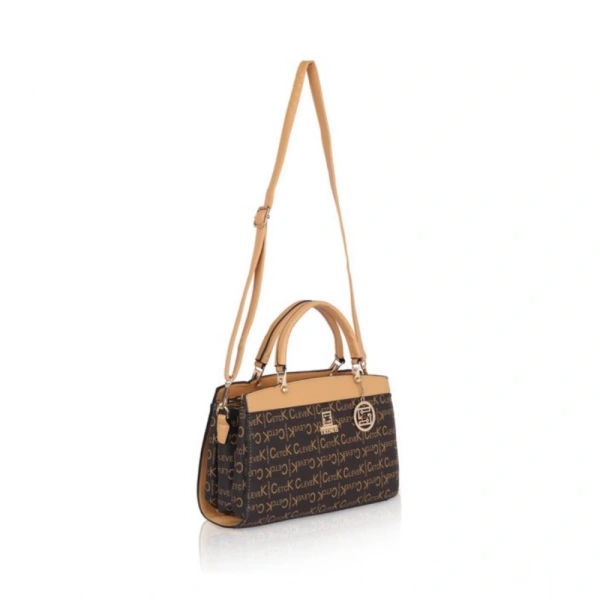 Shopnav Women's Faux Leather Printed Handbag (Camel) - Camel