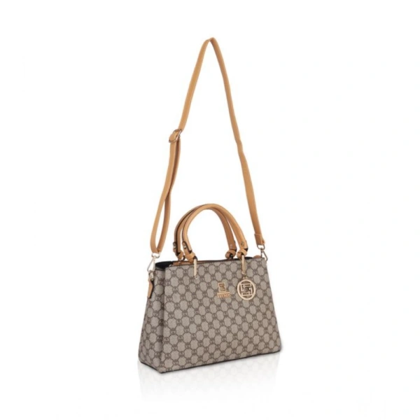 Shopnav Women's Faux Leather Printed Handbag (Camel) - Camel
