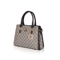 Shopnav Women's Faux Leather Printed Handbag (Coffee) - Coffee