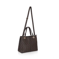 Shopnav Women's Faux Leather Printed Handheld Bag (Brown) - Brown