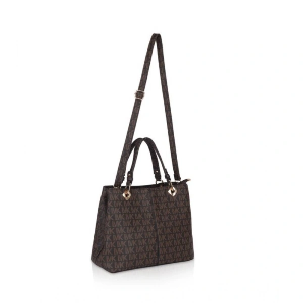 Shopnav Women's Faux Leather Printed Handheld Bag (Brown) - Brown