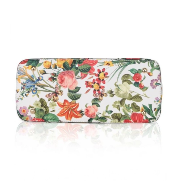 Shopnav Women's Faux Leather Printed Handheld Bag (White Orang) - White Orang