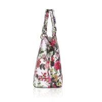 Shopnav Women's Faux Leather Printed Handheld Bag (White Pink) - White Pink