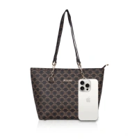 Shopnav Women's Faux Leather Printed Tote Bag (Brown) - Brown