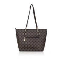 Shopnav Women's Faux Leather Printed Tote Bag (Brown) - Brown