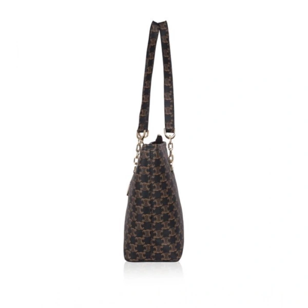 Shopnav Women's Faux Leather Printed Tote Bag (Brown) - Brown