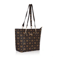 Shopnav Women's Faux Leather Printed Tote Bag (Brown) - Brown