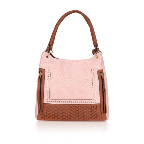 Shopnav Women's Faux Leather Printed Tote Bag (Pink) - Pink