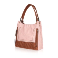 Shopnav Women's Faux Leather Printed Tote Bag (Pink) - Pink
