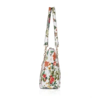 Shopnav Women's Faux Leather Printed Tote Bag (White Orang) - White Orang