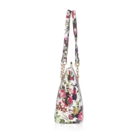 Shopnav Women's Faux Leather Printed Tote Bag (White Pink) - White Pink