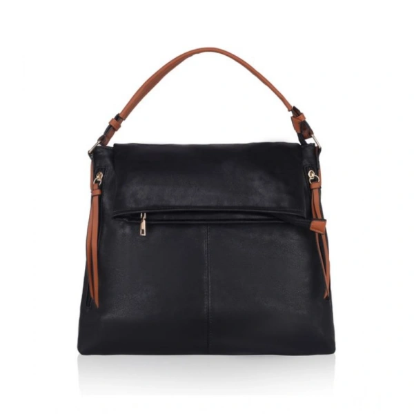 Shopnav Women's Faux Leather Solid Sling Bag (Black) - Black
