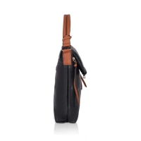 Shopnav Women's Faux Leather Solid Sling Bag (Black) - Black