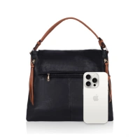 Shopnav Women's Faux Leather Solid Sling Bag (Black) - Black