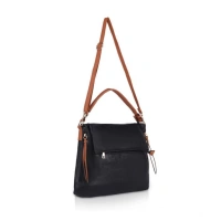 Shopnav Women's Faux Leather Solid Sling Bag (Black) - Black
