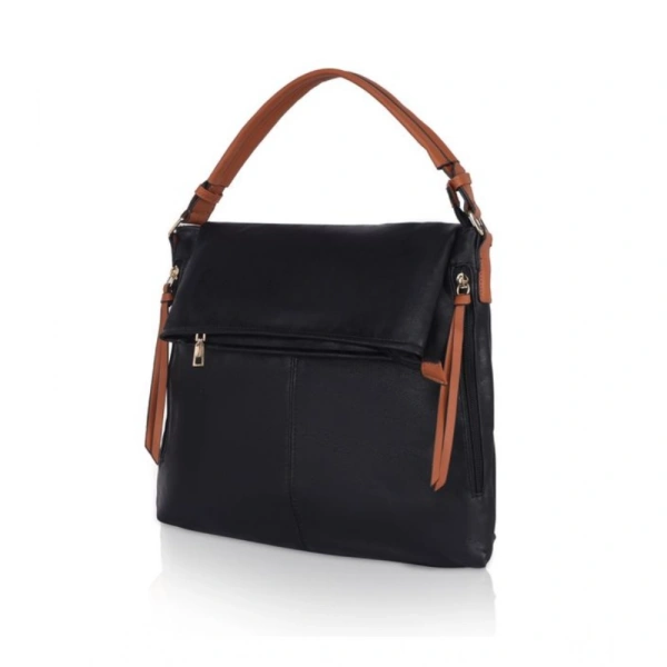 Shopnav Women's Faux Leather Solid Sling Bag (Black) - Black