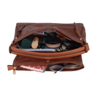Shopnav Women's Faux Leather Solid Sling Bag (Brown) - Brown