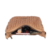 Shopnav Women's Faux Leather Textured Handbag (Beige) - Beige