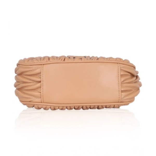 Shopnav Women's Faux Leather Textured Handbag (Beige) - Beige