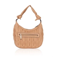 Shopnav Women's Faux Leather Textured Handbag (Beige) - Beige