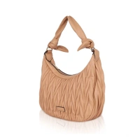 Shopnav Women's Faux Leather Textured Handbag (Beige) - Beige