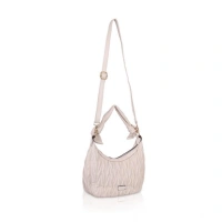 Shopnav Women's Faux Leather Textured Handbag (Beige White) - Beige White