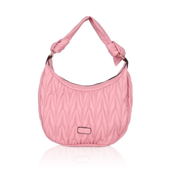 Shopnav Women's Faux Leather Textured Handbag (Pink) - Pink
