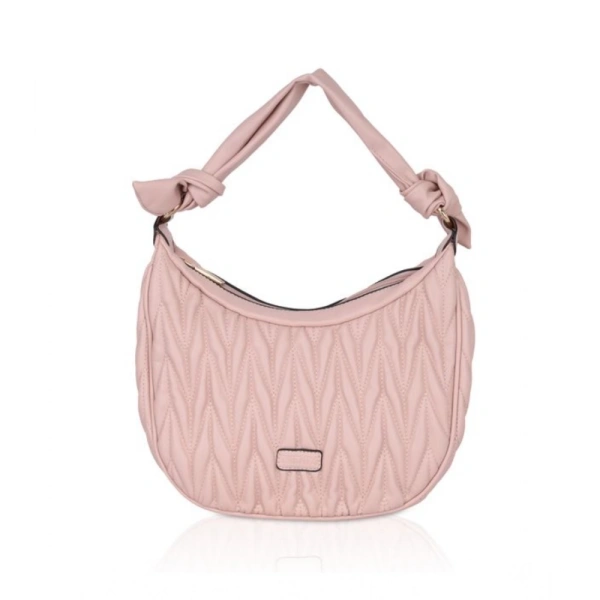 Shopnav Women's Faux Leather Textured Handbag (Pink) - Pink