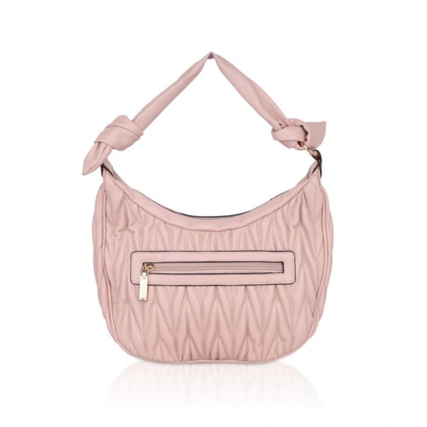Shopnav Women's Faux Leather Textured Handbag (Pink) - Pink