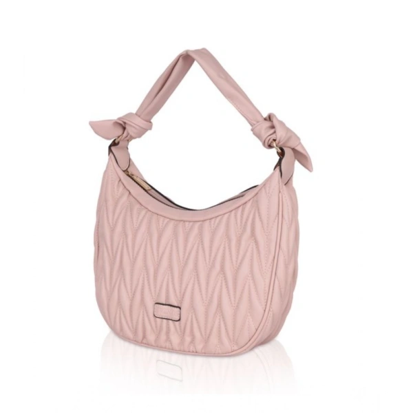 Shopnav Women's Faux Leather Textured Handbag (Pink) - Pink