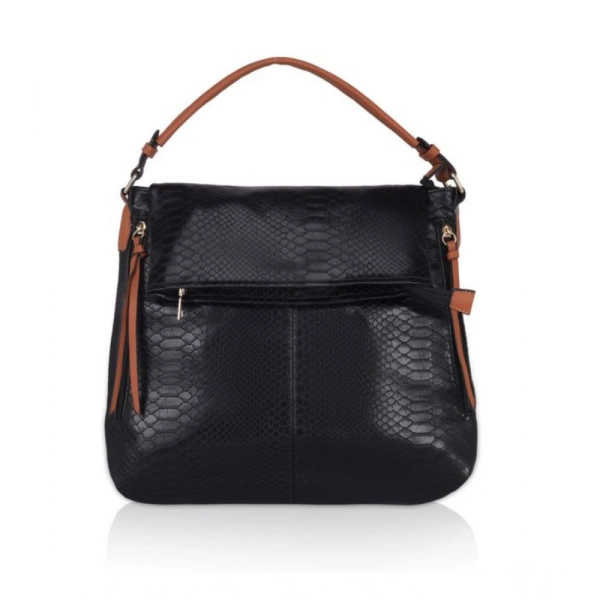 Shopnav Women's Faux Leather Textured Sling Bag (Black) - Black