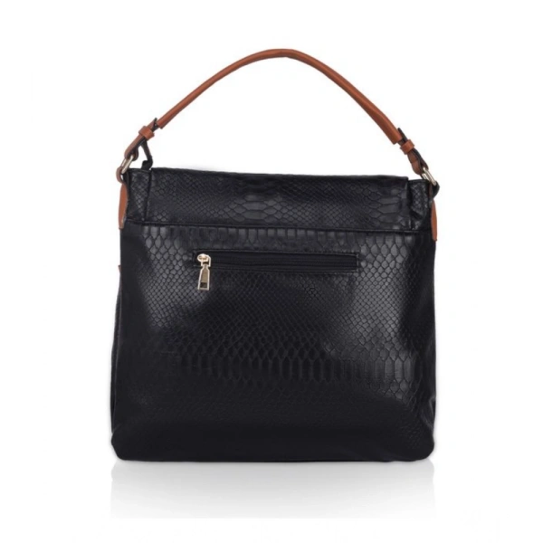 Shopnav Women's Faux Leather Textured Sling Bag (Black) - Black