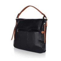 Shopnav Women's Faux Leather Textured Sling Bag (Black) - Black