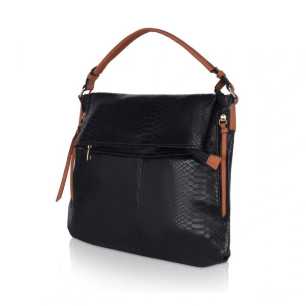 Shopnav Women's Faux Leather Textured Sling Bag (Black) - Black