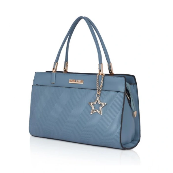 Shopnav Women's Faux Leather Textured Adjustable Long Belt Handbag (Blue) - Blue