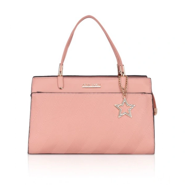 Shopnav Women's Faux Leather Textured Adjustable Long Belt Handbag (Pink) - Pink